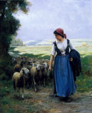 ジュリアン・デュプレ Painting - 若いシェップの農場生活 リアリズム ジュリアン・デュプレ